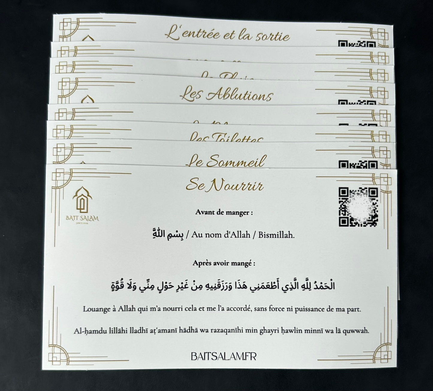 Lot de 8 stickers d’invocation avec QR Code en fond blanc